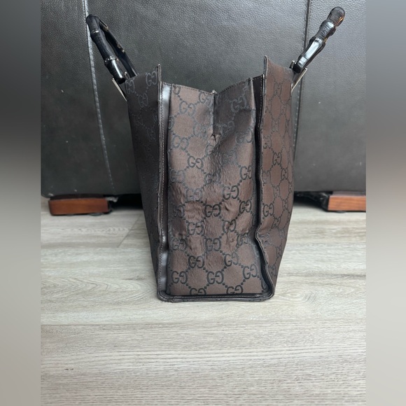 Authentic Gucci GG Canvas Tote with Bamboo-Style Handles w/ COA - Picture 11 of 15